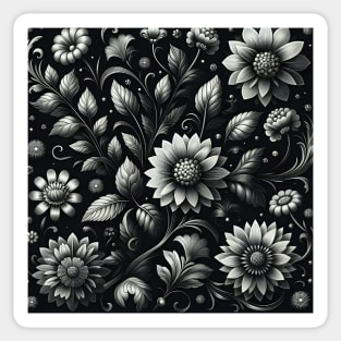 Silver Floral Illustration Sticker